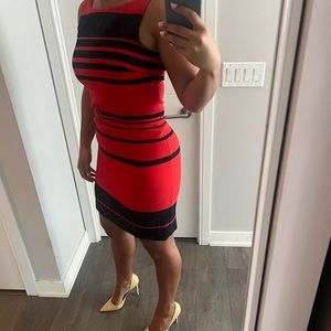 Red & Navy striped dress